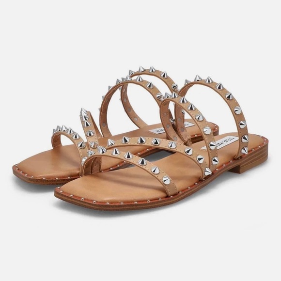 Steve Madden Brown Sandals with Silver Studs - Picture 3 of 5